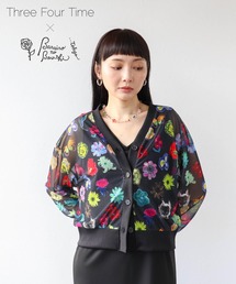 Three Four Time（スリーフォータイム）の「【ばら色の帽子×Three Four Timeコラボ】プリントシアーカーディガン（カーディガン/ボレロ）」