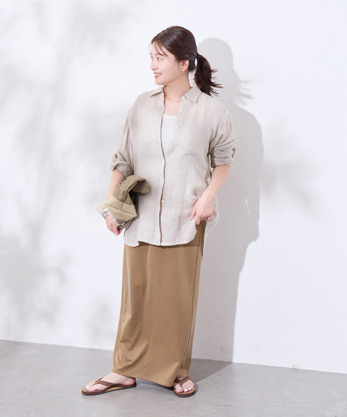 JOURNAL STANDARD(ジャーナルスタンダード)の「《追加2》フィブリルキュプラジャージーマキシスカート(スカート・レディース・キャメル/ブラウン系その他・FREE)」の12枚目の写真