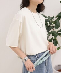 fredy emue | カットジョーゼット5分袖プルオーバー(Tシャツ/カットソー)