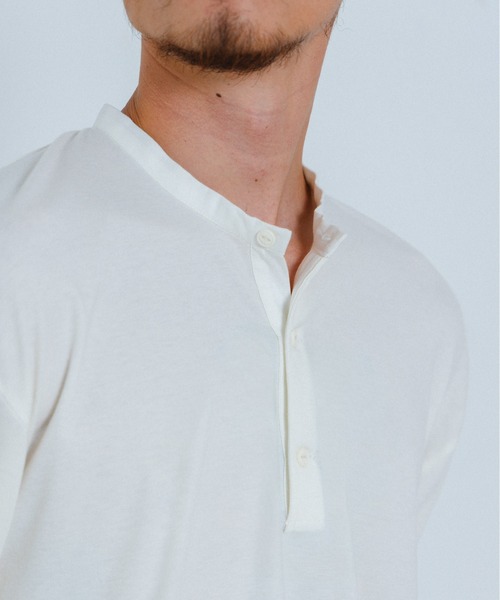 THE BOLDMAN（ザ ボールドマン）の「Henleyneck L/S Tee / ヘンリーネックロンT（Tシャツ/カットソー・メンズ・ブラック×グレー/ホワイト/ブラック・LARGE/MEDIUM）」の12枚目の写真