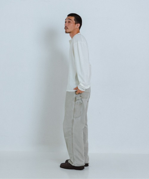 THE BOLDMAN（ザ ボールドマン）の「Henleyneck L/S Tee / ヘンリーネックロンT（Tシャツ/カットソー・メンズ・ブラック×グレー/ホワイト/ブラック・LARGE/MEDIUM）」の14枚目の写真