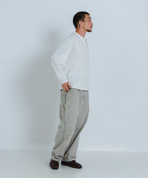 THE BOLDMAN（ザ ボールドマン）の「Henleyneck L/S Tee / ヘンリーネックロンT（Tシャツ/カットソー・メンズ・ブラック×グレー/ホワイト/ブラック・LARGE/MEDIUM）」の17枚目の写真