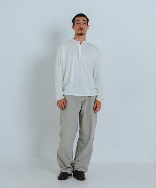 THE BOLDMAN（ザ ボールドマン）の「Henleyneck L/S Tee / ヘンリーネックロンT（Tシャツ/カットソー・メンズ・ブラック×グレー/ホワイト/ブラック・LARGE/MEDIUM）」の18枚目の写真
