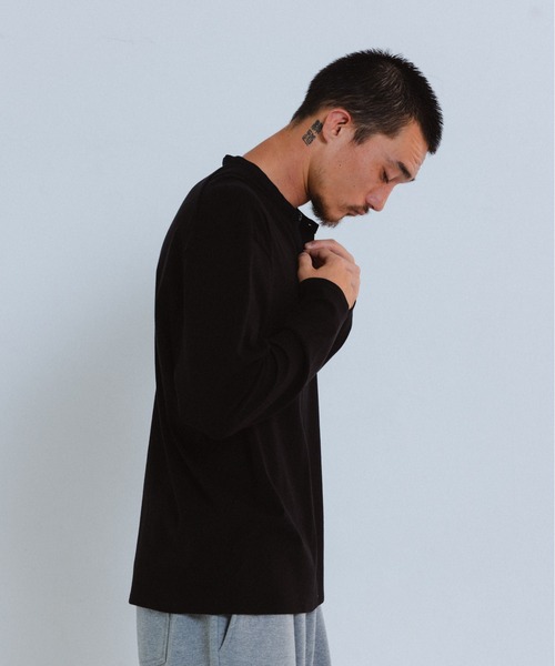 THE BOLDMAN（ザ ボールドマン）の「Henleyneck L/S Tee / ヘンリーネックロンT（Tシャツ/カットソー・メンズ・ブラック×グレー/ホワイト/ブラック・LARGE/MEDIUM）」の22枚目の写真