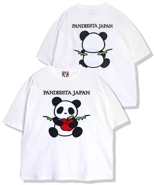 PANDIESTA（パンディエスタ）の「りんご大好きパンダさんTシャツ(M2)（Tシャツ/カットソー・メンズ・ホワイト/ブラック・M/L/XL）」の2枚目の写真