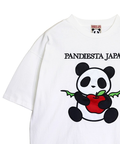 PANDIESTA（パンディエスタ）の「りんご大好きパンダさんTシャツ(M2)（Tシャツ/カットソー・メンズ・ホワイト/ブラック・M/L/XL）」の6枚目の写真