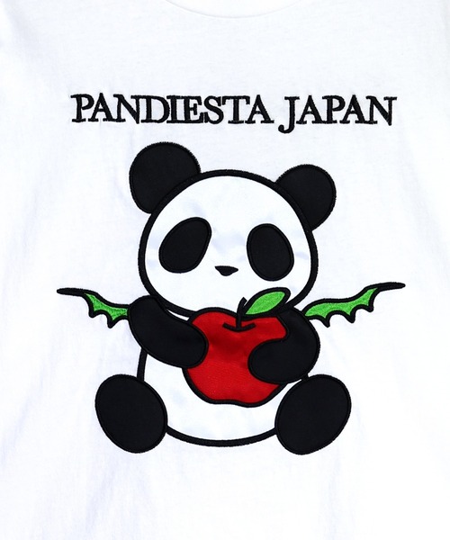 PANDIESTA（パンディエスタ）の「りんご大好きパンダさんTシャツ(M2)（Tシャツ/カットソー・メンズ・ホワイト/ブラック・M/L/XL）」の5枚目の写真