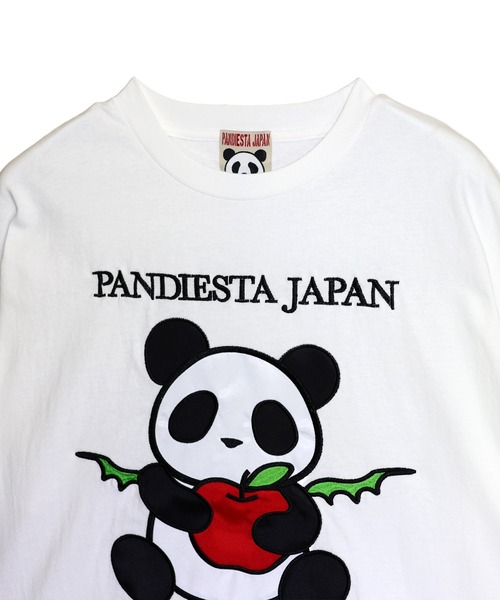 PANDIESTA（パンディエスタ）の「りんご大好きパンダさんTシャツ(M2)（Tシャツ/カットソー・メンズ・ホワイト/ブラック・M/L/XL）」の7枚目の写真