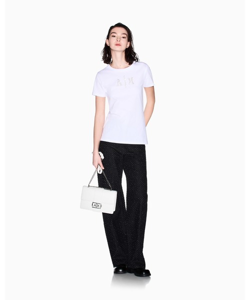 ARMANI EXCHANGE（アルマーニエクスチェンジ）の「【A|X アルマーニ エクスチェンジ】AXロゴ 半袖クルーネックTシャツ/REGULAR（EC限定カラー含）（Tシャツ/カットソー・レディース・ライトブルー/ホワイト・X-SMALL/X-LARGE/SMALL/MEDIUM/LARGE）」の4枚目の写真