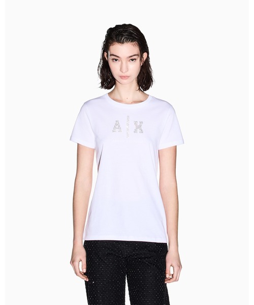 ARMANI EXCHANGE（アルマーニエクスチェンジ）の「【A|X アルマーニ エクスチェンジ】AXロゴ 半袖クルーネックTシャツ/REGULAR（EC限定カラー含）（Tシャツ/カットソー・レディース・ライトブルー/ホワイト・X-SMALL/X-LARGE/SMALL/MEDIUM/LARGE）」の6枚目の写真