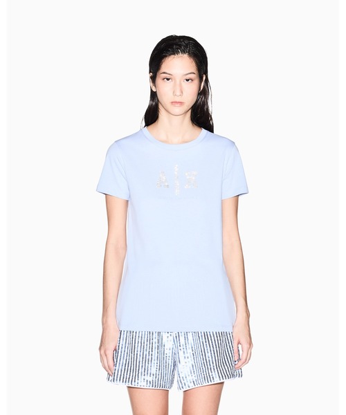 ARMANI EXCHANGE（アルマーニエクスチェンジ）の「【A|X アルマーニ エクスチェンジ】AXロゴ 半袖クルーネックTシャツ/REGULAR（EC限定カラー含）（Tシャツ/カットソー・レディース・ライトブルー/ホワイト・X-SMALL/X-LARGE/SMALL/MEDIUM/LARGE）」の10枚目の写真