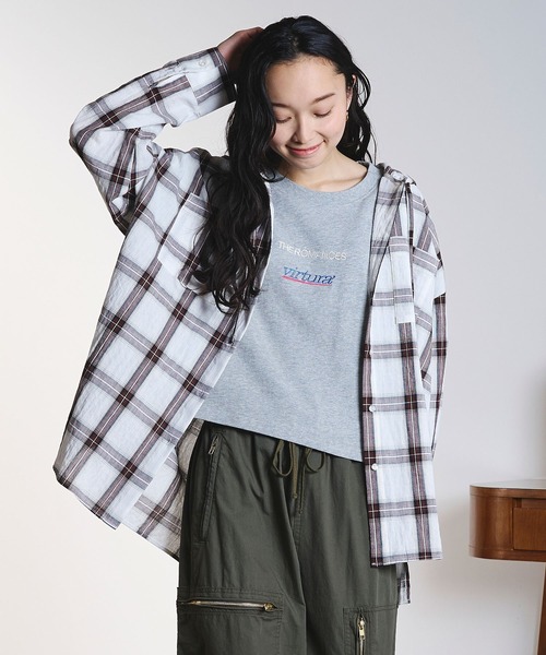 ROSE BUD(ローズバッド)の「HOODED CHECK SHIRT(シャツ/ブラウス・レディース・ホワイト/ネイビー・ONE SIZE)」の21枚目の写真
