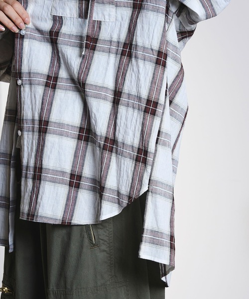 ROSE BUD(ローズバッド)の「HOODED CHECK SHIRT(シャツ/ブラウス・レディース・ホワイト/ネイビー・ONE SIZE)」の12枚目の写真