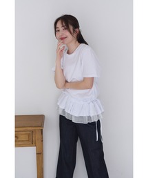 Tシャツ/カットソー（ホワイト/白色系・フリル）ファッション通販