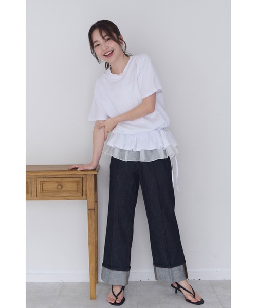 FMiBL(ファミル)の「裾フリルリボンTシャツ(Tシャツ/カットソー・レディース・ホワイト/ブラック・FREE)」の22枚目の写真