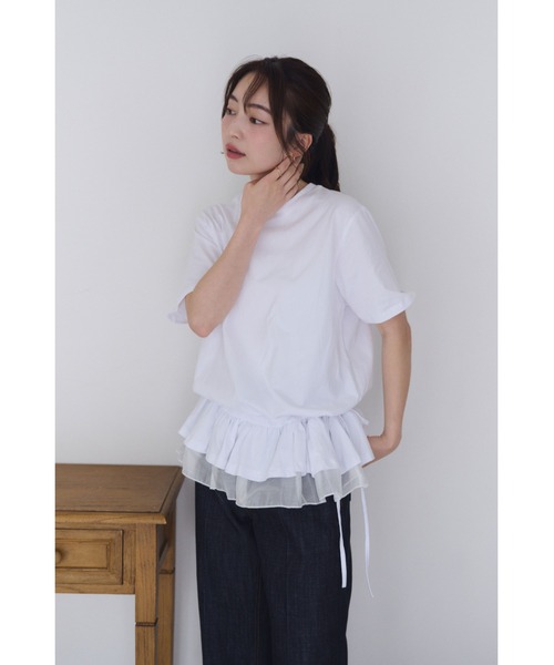 FMiBL(ファミル)の「裾フリルリボンTシャツ(Tシャツ/カットソー・レディース・ホワイト/ブラック・FREE)」の15枚目の写真