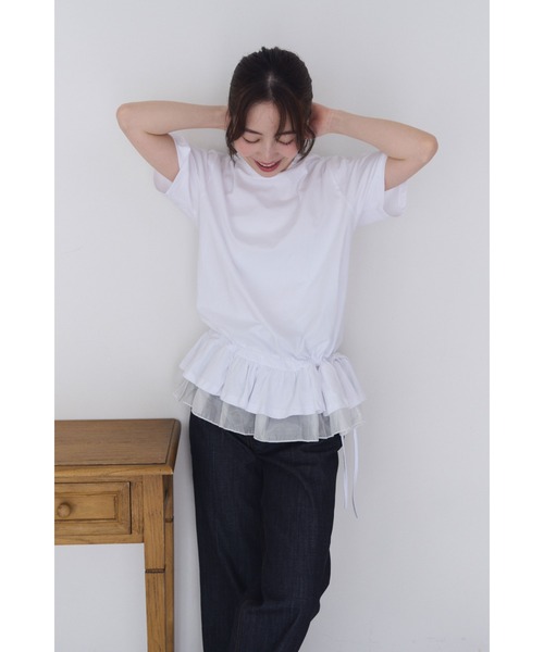FMiBL(ファミル)の「裾フリルリボンTシャツ(Tシャツ/カットソー・レディース・ホワイト/ブラック・FREE)」の18枚目の写真