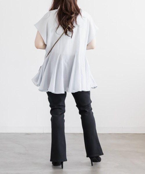 CLETTE（クレット）の「CLETTEオリジナルストレッチデニムスリットフレアパンツ（その他パンツ・レディース・ブラック/その他/ブルー/ネイビー・4L/3L/LL）」の7枚目の写真