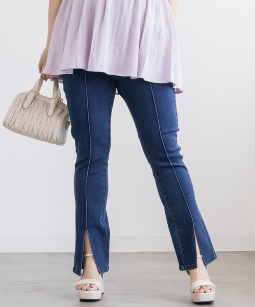 CLETTE（クレット）の「CLETTEオリジナルストレッチデニムスリットフレアパンツ（その他パンツ・レディース・ブラック/その他/ブルー/ネイビー・4L/3L/LL）」の8枚目の写真