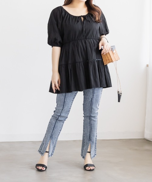 CLETTE（クレット）の「CLETTEオリジナルストレッチデニムスリットフレアパンツ（その他パンツ・レディース・ブラック/その他/ブルー/ネイビー・4L/3L/LL）」の15枚目の写真