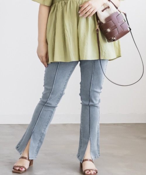 CLETTE（クレット）の「CLETTEオリジナルストレッチデニムスリットフレアパンツ（その他パンツ・レディース・ブラック/その他/ブルー/ネイビー・4L/3L/LL）」の11枚目の写真