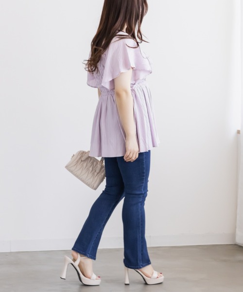 CLETTE（クレット）の「CLETTEオリジナルストレッチデニムスリットフレアパンツ（その他パンツ・レディース・ブラック/その他/ブルー/ネイビー・4L/3L/LL）」の10枚目の写真