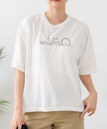 【C-FORTPOINT/フォートポイント】【接触冷感 ひんやり涼しい】冷感スムース素材 プリントTシャツ ルーズシルエット なめらか 落ち感 ニュアンスカラー 大人カジュアル