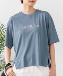 【C-FORTPOINT/フォートポイント】【接触冷感 ひんやり涼しい】冷感スムース素材 プリントTシャツ ルーズシルエット なめらか 落ち感 ニュアンスカラー 大人カジュアル