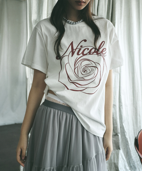 NICK&NICOLE(ニックアンドニコール)の「NICOLE ROSE SLEEVE TOP_CREAM BURGUNDY(Tシャツ/カットソー・レディース・その他・MEDIUM/LARGE)」の4枚目の写真