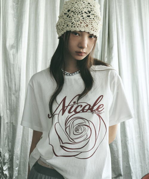 NICK&NICOLE(ニックアンドニコール)の「NICOLE ROSE SLEEVE TOP_CREAM BURGUNDY(Tシャツ/カットソー・レディース・その他・MEDIUM/LARGE)」の5枚目の写真