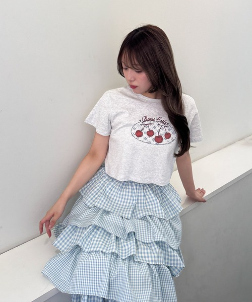 frunco(フランコ)の「チェリークロップドTシャツ(Tシャツ/カットソー・レディース・ブルー/グレー/ホワイト・FREE)」の19枚目の写真