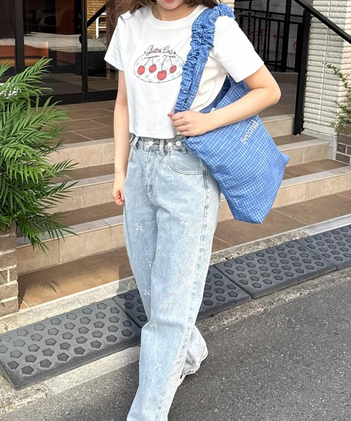 frunco(フランコ)の「チェリークロップドTシャツ(Tシャツ/カットソー・レディース・ブルー/グレー/ホワイト・FREE)」の10枚目の写真