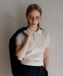 KONVINI（コンビニ）の「【mieya mieya】LYC EENNE KNIT POLO/リセエンヌニットポロ（ポロシャツ）」