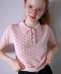 KONVINI（コンビニ）の「【mieya mieya】LYC EENNE KNIT POLO/リセエンヌニットポロ（ポロシャツ）」