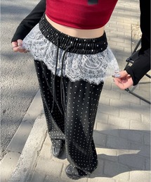 Nia(ニア)/レース付きドット柄スウェット