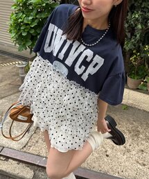 ドット柄/チェック柄）2WAYロールアップワイドハーフパンツ（その他