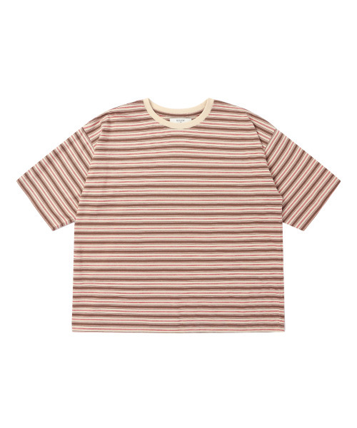 SOLEW(ソル)の「オーバーサイズハーフスリーブTシャツ_ブラウンストライプ(Tシャツ/カットソー・メンズ・その他・SMALL/MEDIUM/LARGE/X-LARGE)」の1枚目の写真