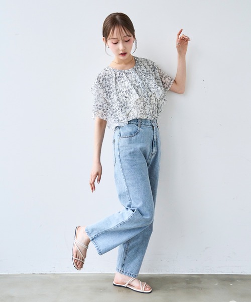 mil(ミル)の「ラッフルカラー ブラウス / ドット柄 花柄【587204】(シャツ/ブラウス・レディース・オフホワイト/ブラック・XS/S)」の12枚目の写真