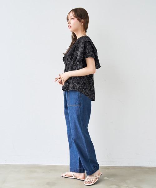 mil(ミル)の「ラッフルカラー ブラウス / ドット柄 花柄【587204】(シャツ/ブラウス・レディース・オフホワイト/ブラック・XS/S)」の22枚目の写真