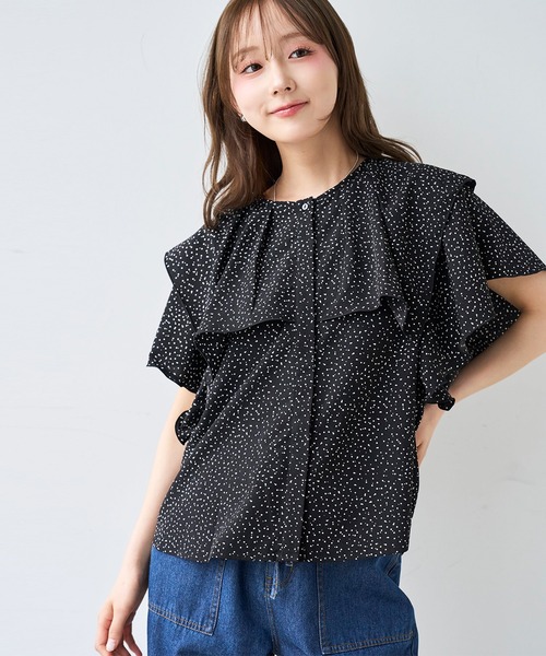 mil(ミル)の「ラッフルカラー ブラウス / ドット柄 花柄【587204】(シャツ/ブラウス・レディース・オフホワイト/ブラック・XS/S)」の20枚目の写真