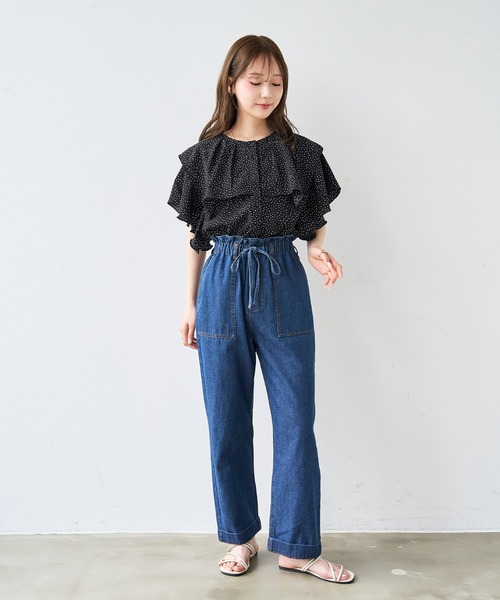 mil(ミル)の「ラッフルカラー ブラウス / ドット柄 花柄【587204】(シャツ/ブラウス・レディース・オフホワイト/ブラック・XS/S)」の17枚目の写真