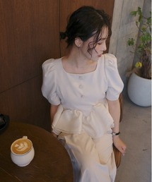 Whip peplum half sleeve tops