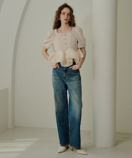 LE'RURE(リルアー)の「Whip peplum half sleeve tops(Tシャツ/カットソー・レディース・アイボリー/グレー/ブラック/ブラウン・MEDIUM/SMALL/LARGE)」の18枚目の写真