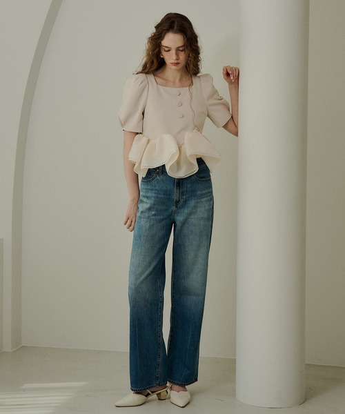 LE'RURE(リルアー)の「Whip peplum half sleeve tops(Tシャツ/カットソー・レディース・アイボリー/グレー/ブラック/ブラウン・MEDIUM/SMALL/LARGE)」の19枚目の写真