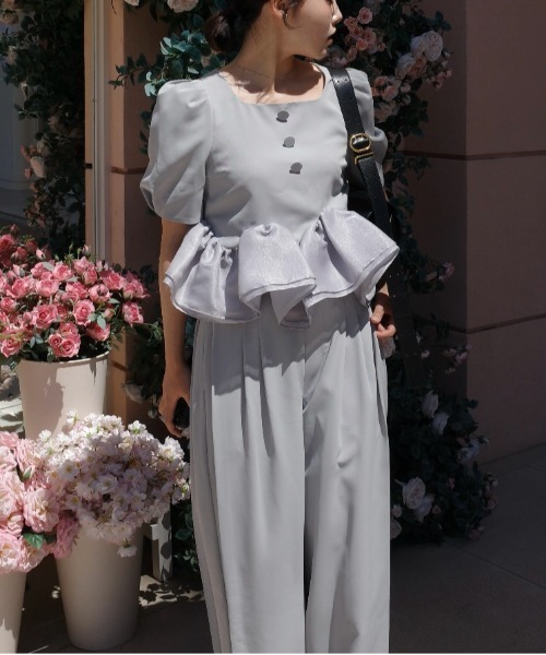 LE'RURE(リルアー)の「Whip peplum half sleeve tops(Tシャツ/カットソー・レディース・アイボリー/グレー/ブラック/ブラウン・MEDIUM/SMALL/LARGE)」の20枚目の写真