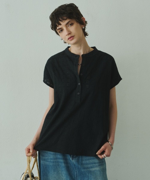Plumel(プルメル)の「embroidery Lace French Tops / エンブロイダリーレースフレンチトップス(Tシャツ/カットソー・レディース・ブラウン/ブラック/オフホワイト・MEDIUM)」の20枚目の写真