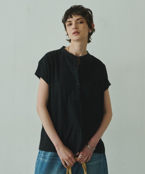 Plumel(プルメル)の「embroidery Lace French Tops / エンブロイダリーレースフレンチトップス(Tシャツ/カットソー・レディース・ブラウン/ブラック/オフホワイト・MEDIUM)」の22枚目の写真