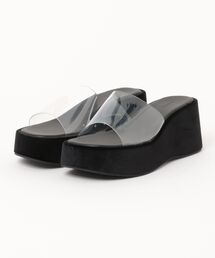 clear band wedge sole sandals /クリアバンドウェッジソールサンダル