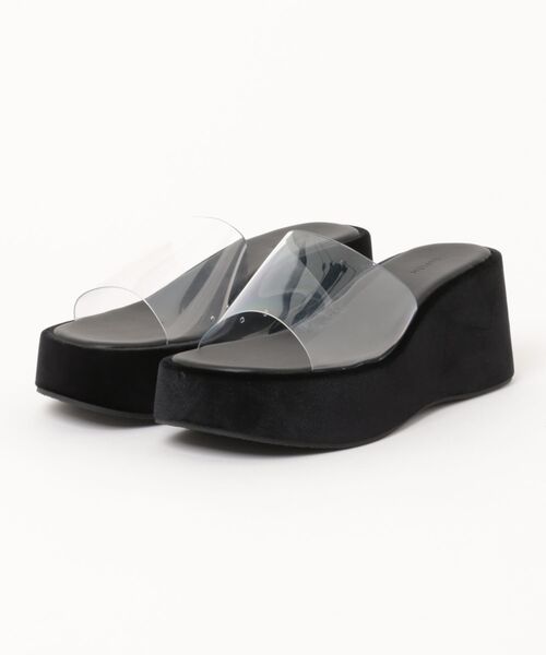 LAULEN(ローレン)の「clear band wedge sole sandals /クリアバンドウェッジソールサンダル(サンダル・レディース・クリア/ブルー/ブラック・23cm/24cm/24.5cm)」の2枚目の写真