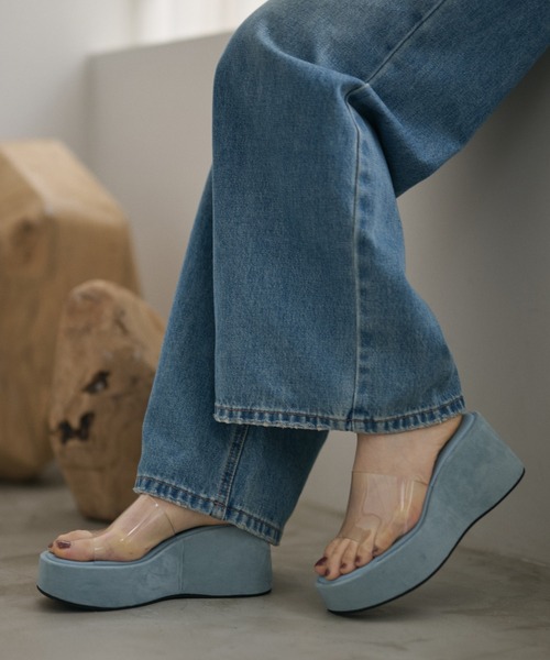 LAULEN(ローレン)の「clear band wedge sole sandals /クリアバンドウェッジソールサンダル(サンダル・レディース・クリア/ブルー/ブラック・23cm/24cm/24.5cm)」の10枚目の写真